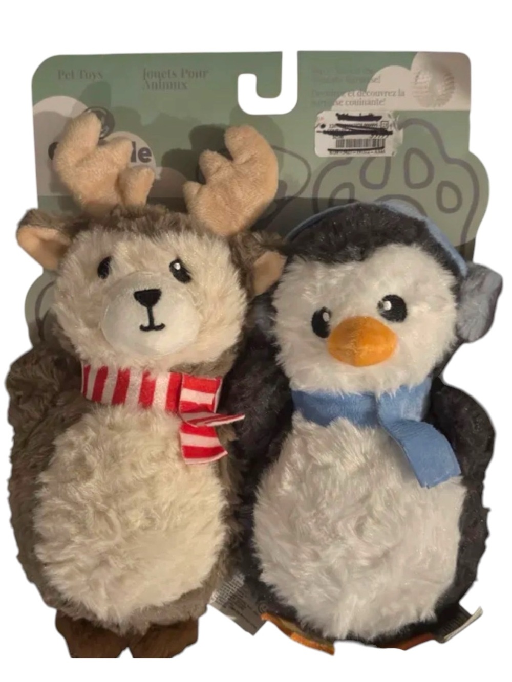 Giftable World Antlers & Waddles 2 Pack Dog Toy Christmas Gift. NEW.
